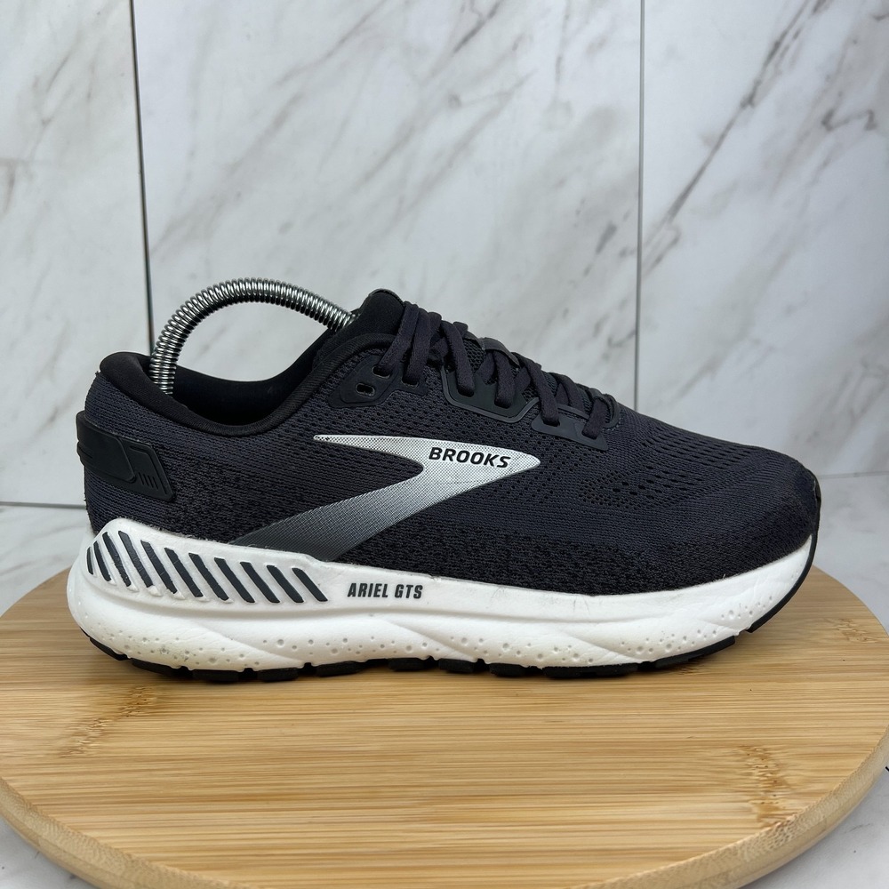 Brooks Ariel GTS 24 Womens Size 9 2E X-WIDE Ebony Black White Shoes 1204142E016